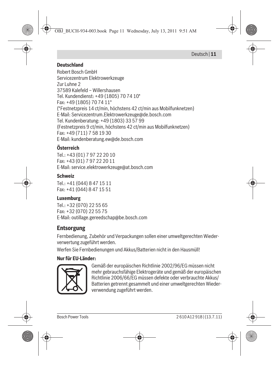 Bosch RC 1 Professional User Manual | Page 11 / 188