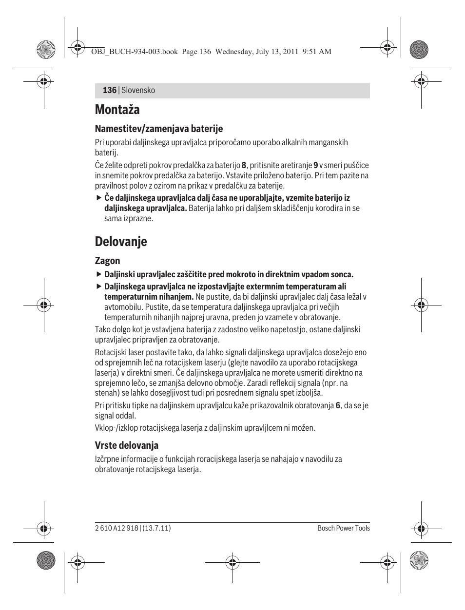 Montaža, Delovanje | Bosch RC 1 Professional User Manual | Page 136 / 188