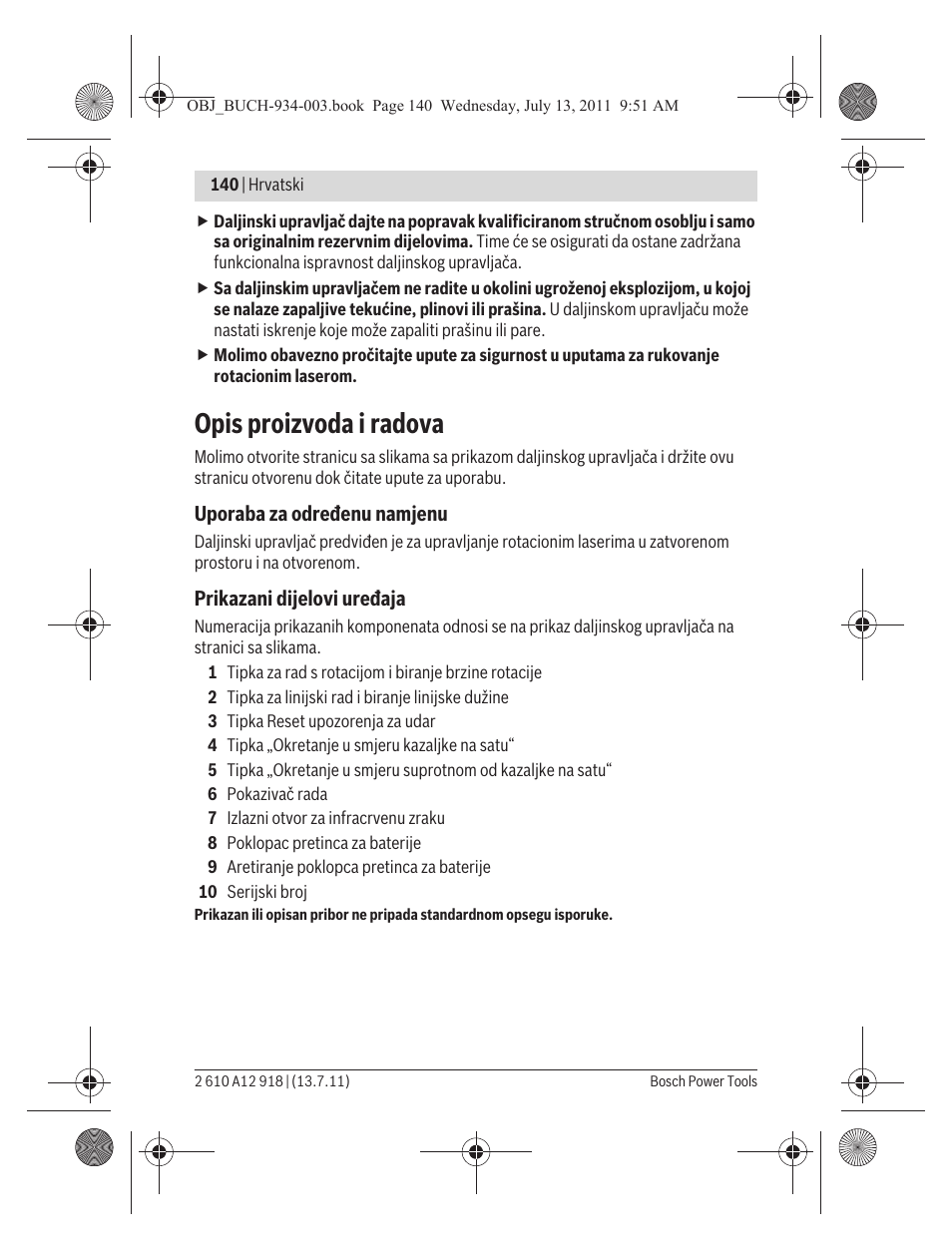 Opis proizvoda i radova | Bosch RC 1 Professional User Manual | Page 140 / 188