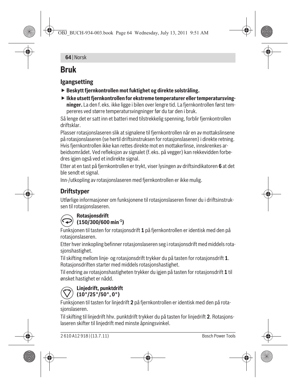 Bruk | Bosch RC 1 Professional User Manual | Page 64 / 188