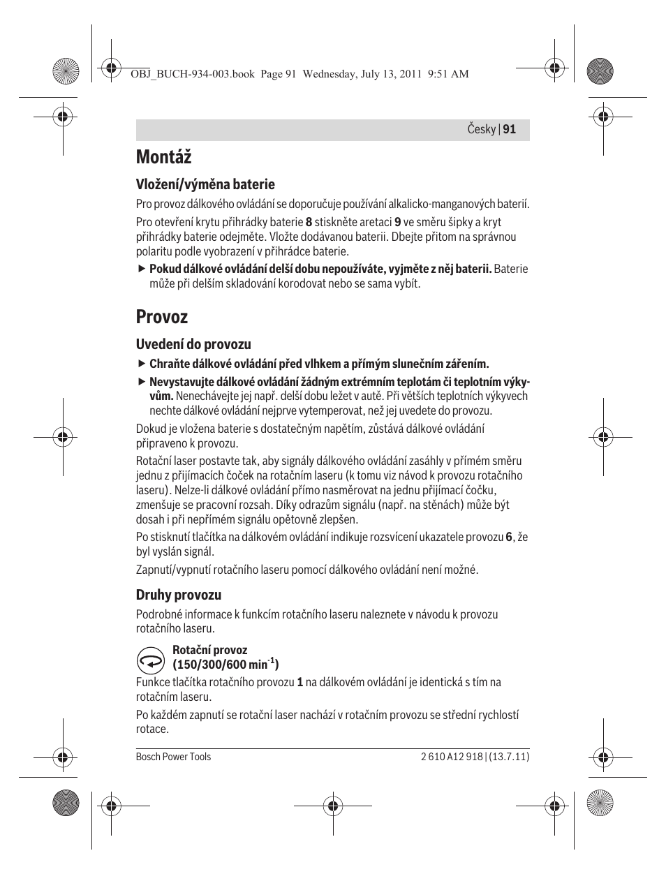 Montáž, Provoz | Bosch RC 1 Professional User Manual | Page 91 / 188
