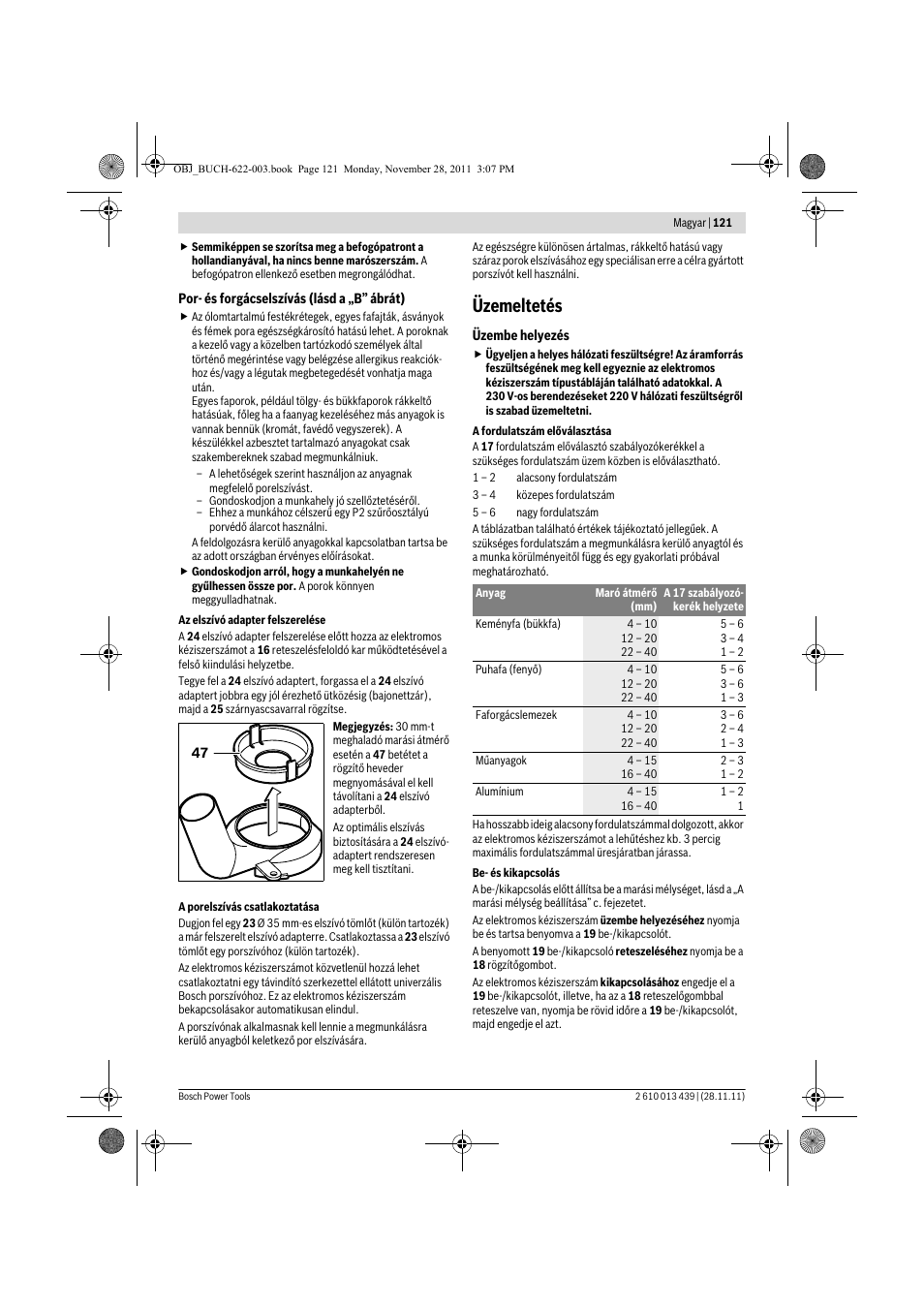 Üzemeltetés | Bosch GOF 2000 CE Professional User Manual | Page 121 / 210