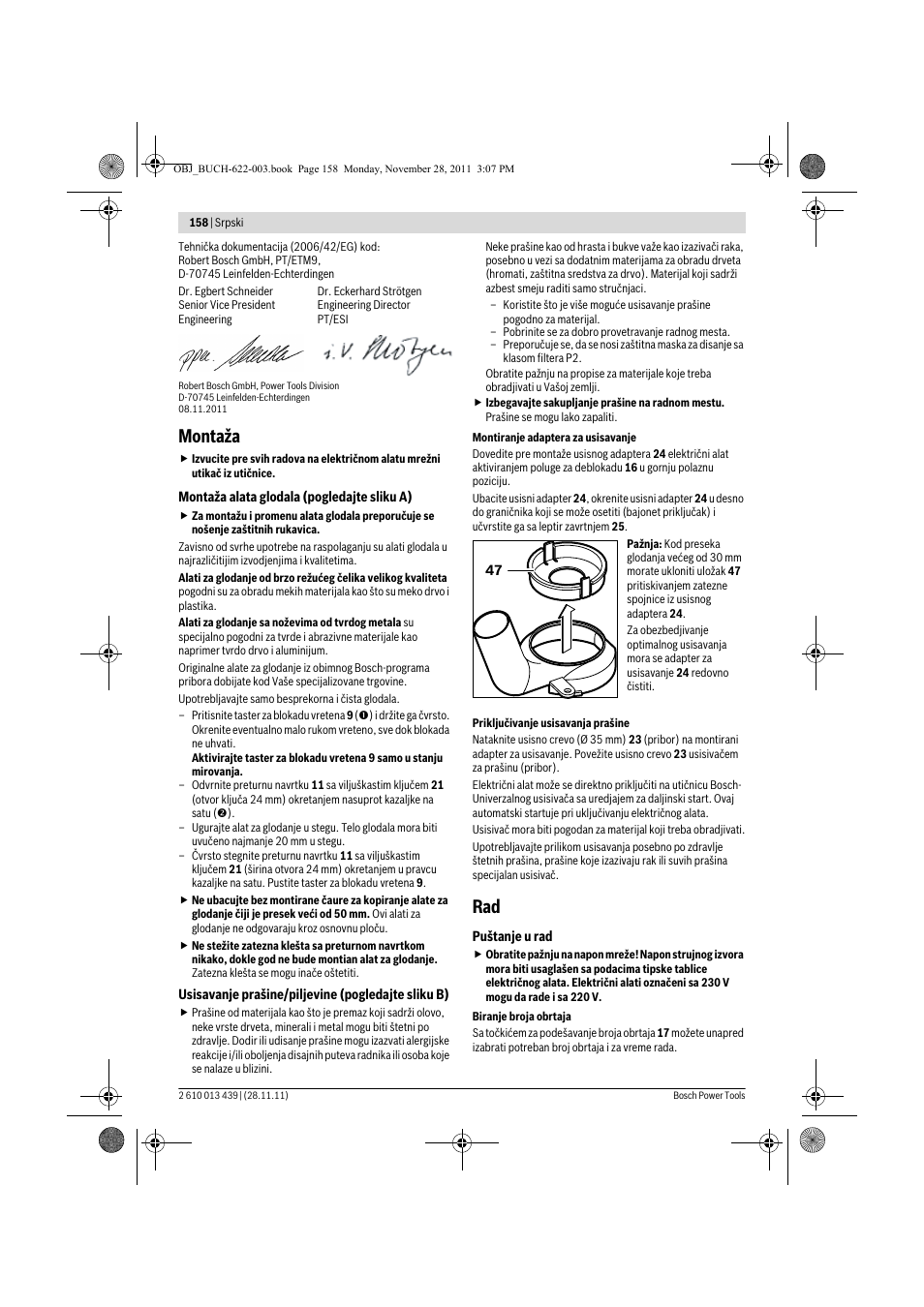 Montaža | Bosch GOF 2000 CE Professional User Manual | Page 158 / 210