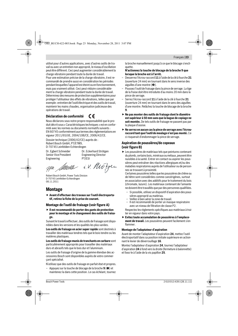 Montage | Bosch GOF 2000 CE Professional User Manual | Page 23 / 210