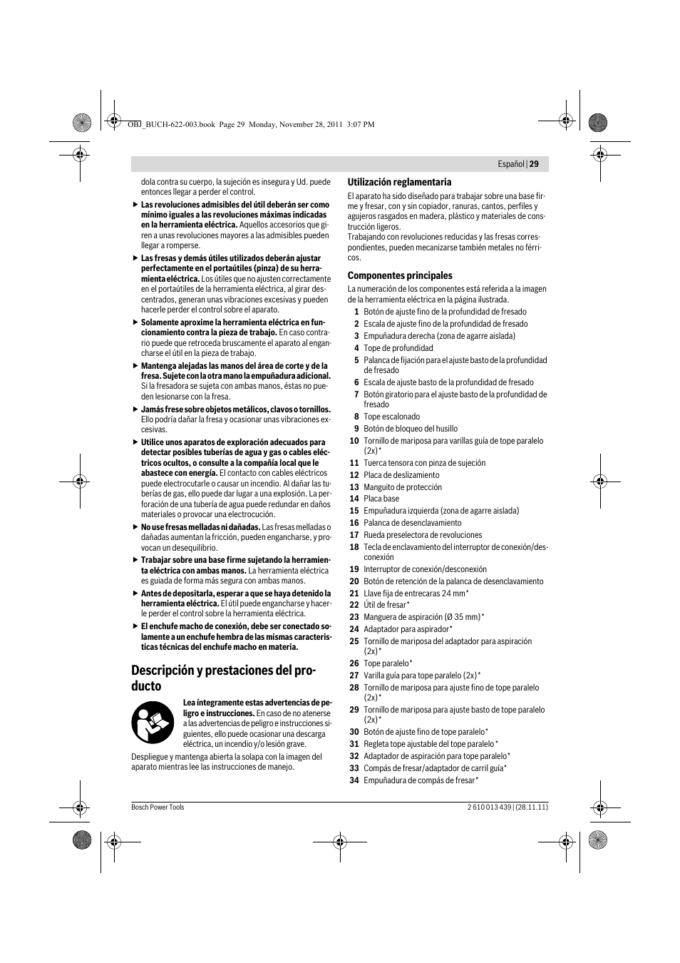 Descripción y prestaciones del pro- ducto | Bosch GOF 2000 CE Professional User Manual | Page 29 / 210