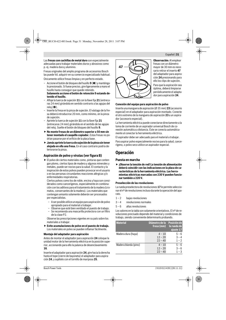 Operación | Bosch GOF 2000 CE Professional User Manual | Page 31 / 210