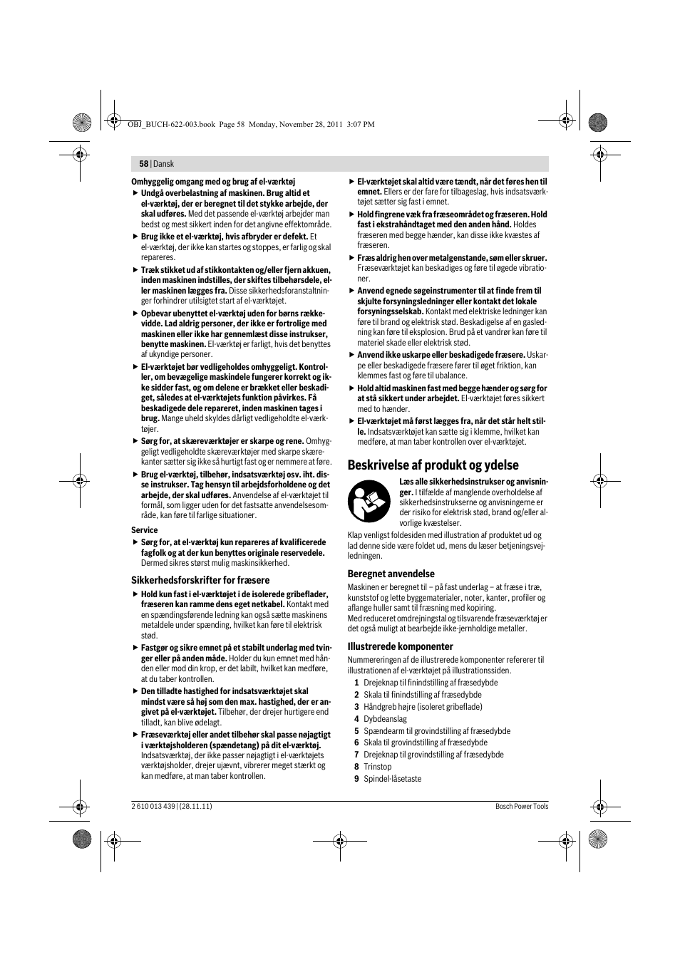 Beskrivelse af produkt og ydelse | Bosch GOF 2000 CE Professional User Manual | Page 58 / 210