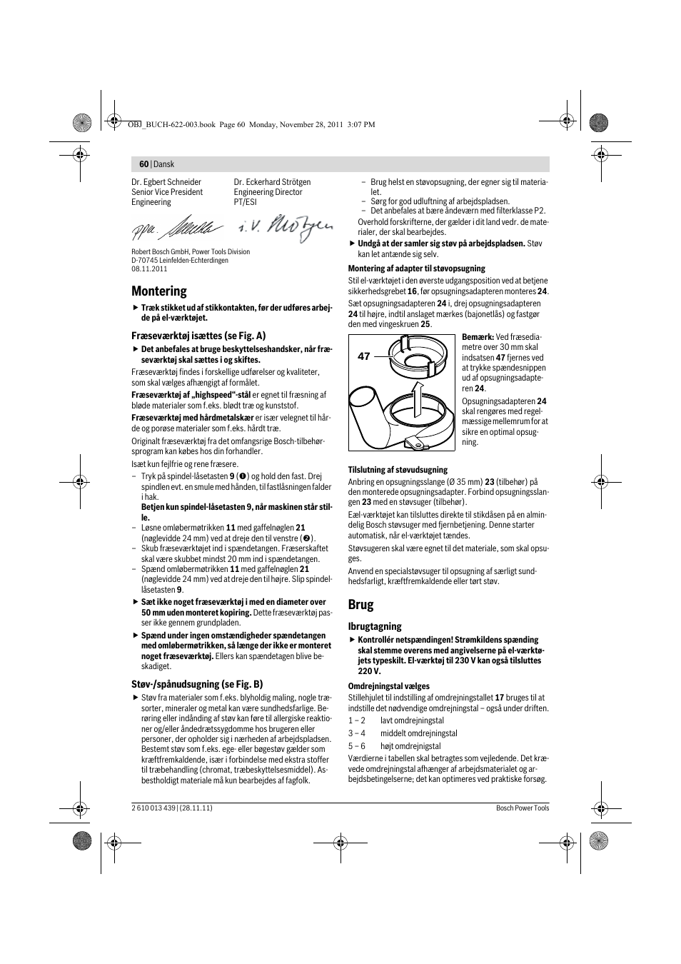 Montering, Brug | Bosch GOF 2000 CE Professional User Manual | Page 60 / 210