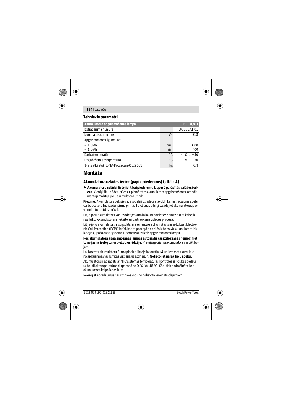 Montāža | Bosch PLI 10,8 LI User Manual | Page 164 / 179