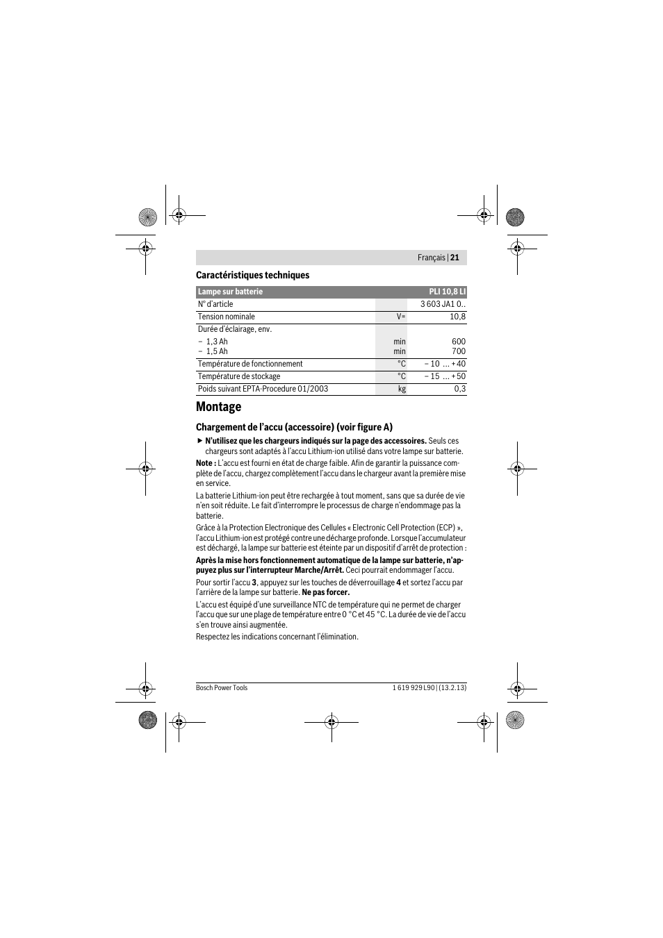 Montage | Bosch PLI 10,8 LI User Manual | Page 21 / 179