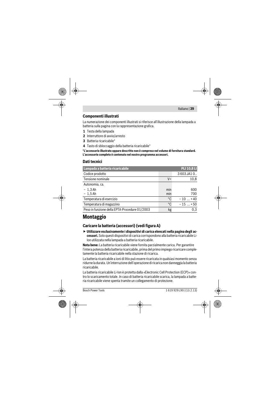 Montaggio | Bosch PLI 10,8 LI User Manual | Page 39 / 179