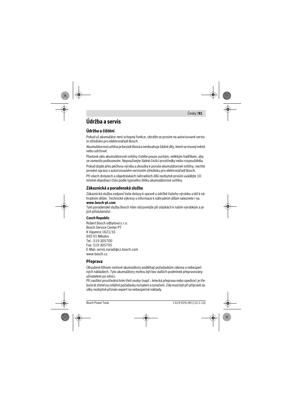 Údržba a servis | Bosch PLI 10,8 LI User Manual | Page 91 / 179