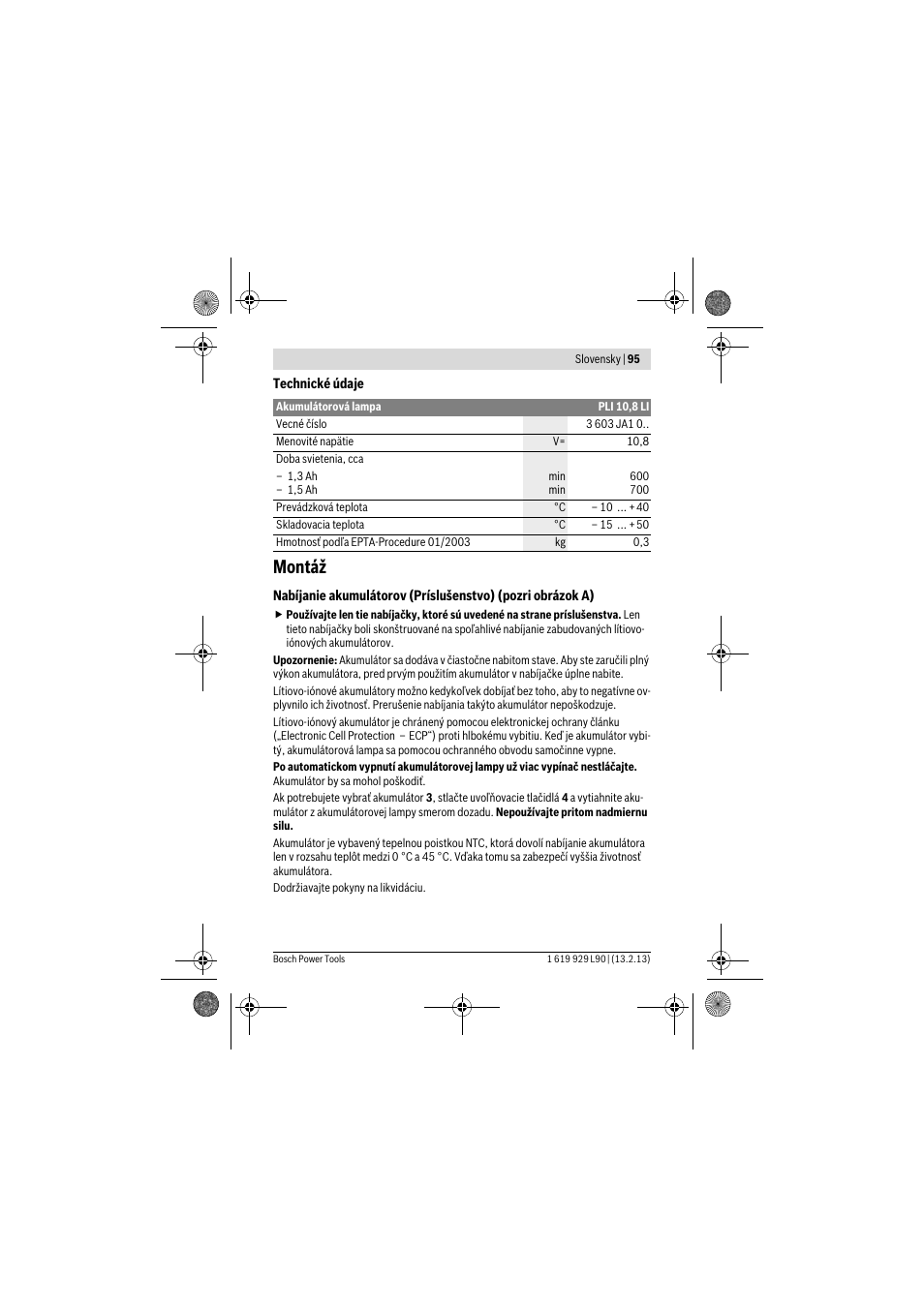 Montáž | Bosch PLI 10,8 LI User Manual | Page 95 / 179