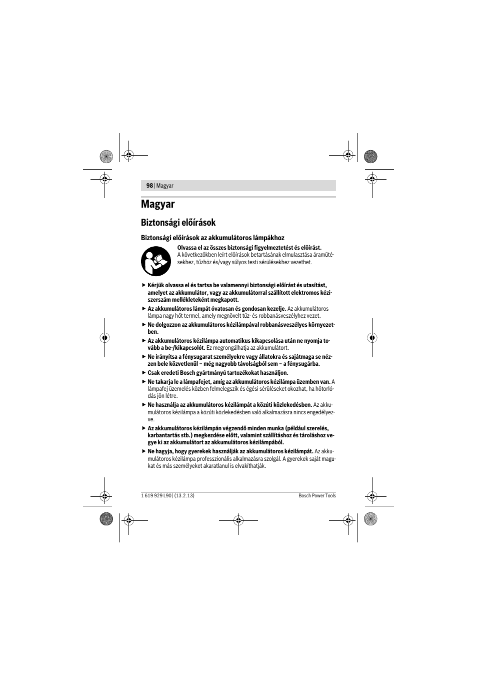 Magyar, Biztonsági előírások | Bosch PLI 10,8 LI User Manual | Page 98 / 179