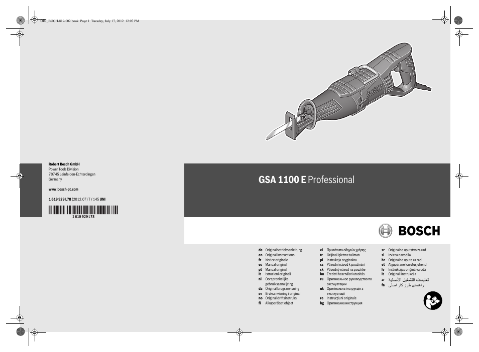 Bosch GSA 1100 E Professional User Manual | 144 pages