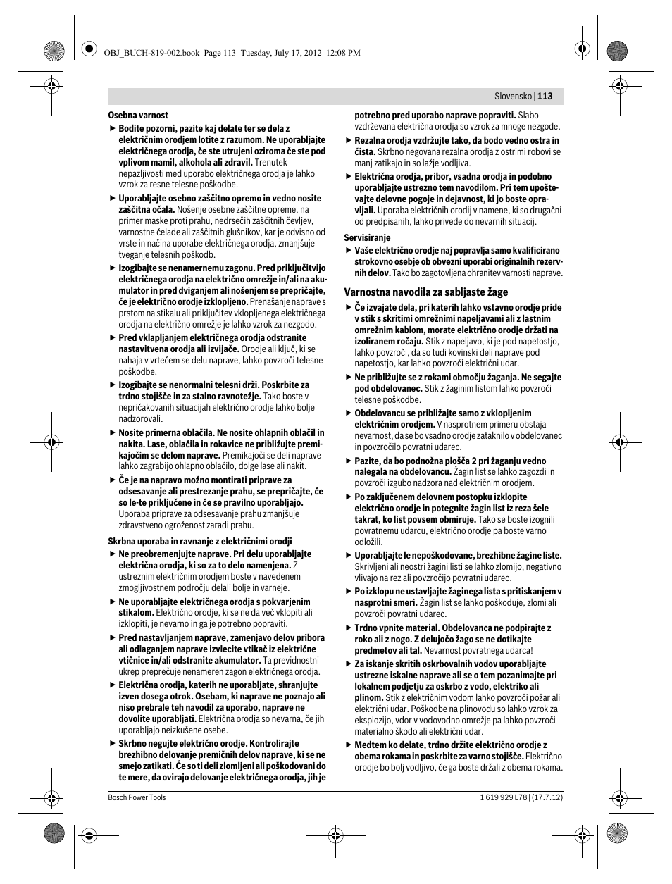 Bosch GSA 1100 E Professional User Manual | Page 113 / 144