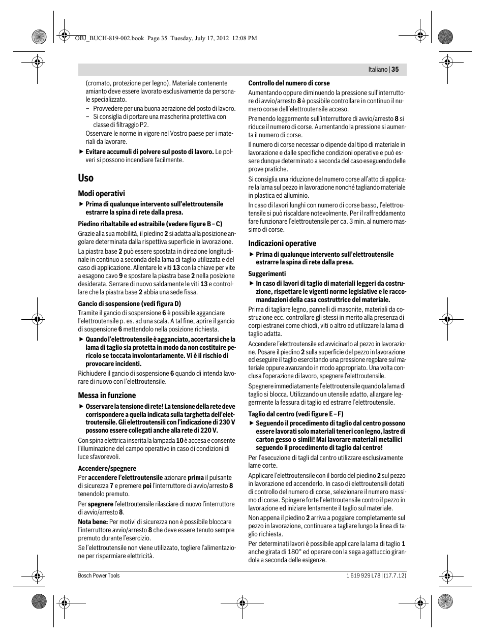 Bosch GSA 1100 E Professional User Manual | Page 35 / 144