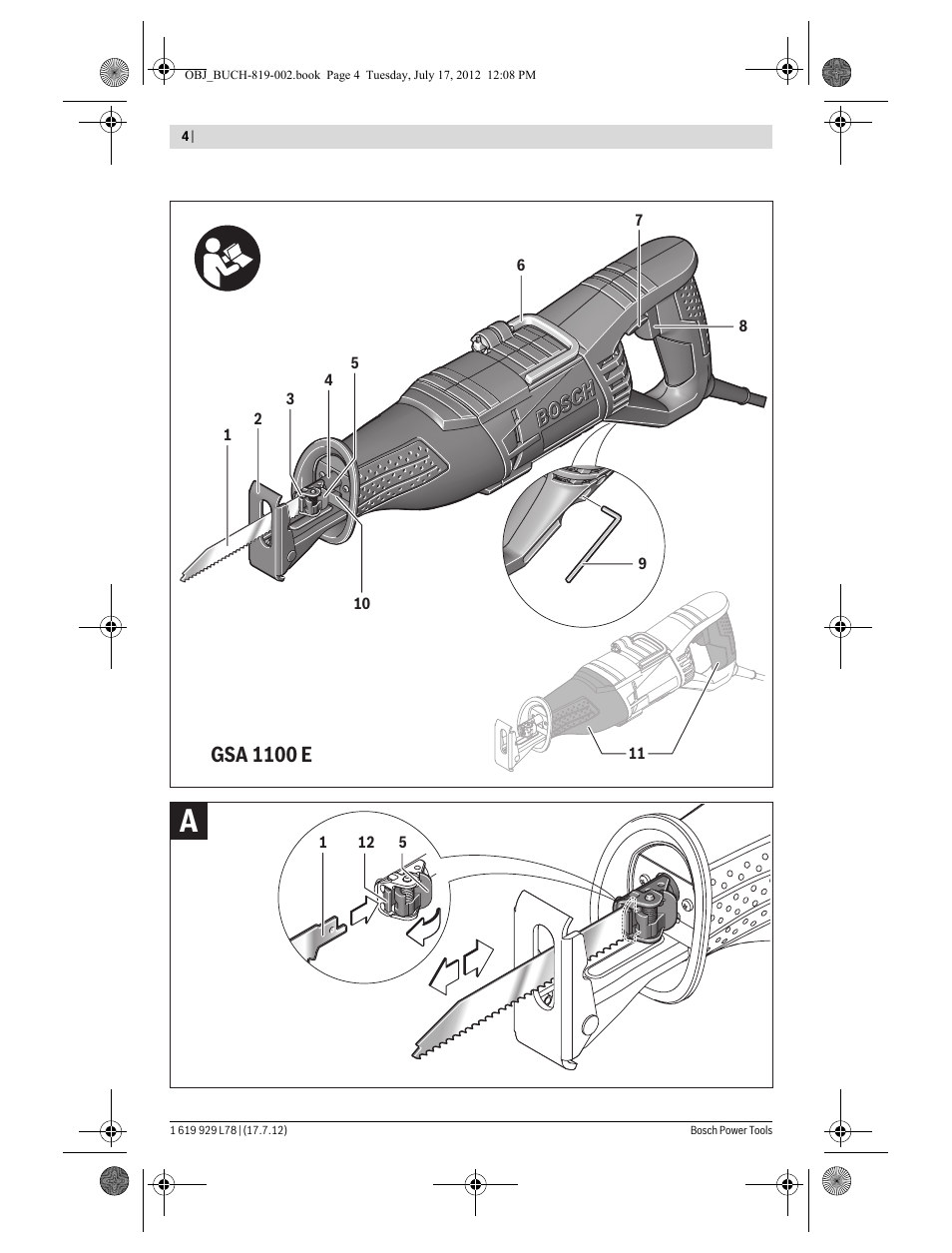 Gsa 1100 e | Bosch GSA 1100 E Professional User Manual | Page 4 / 144