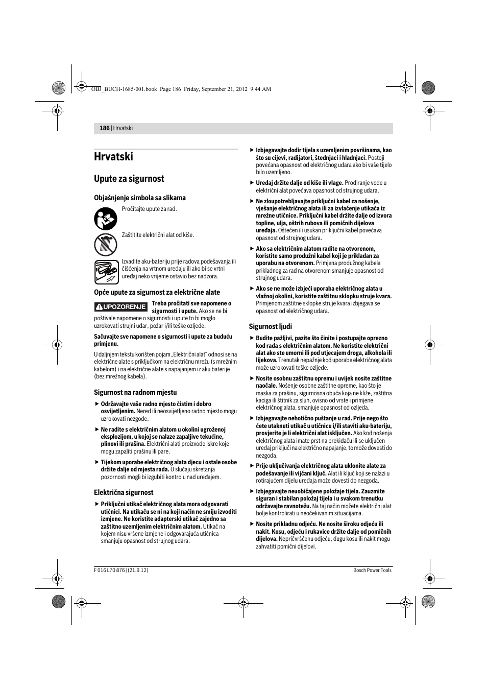 Hrvatski, Upute za sigurnost | Bosch AHS 45-15 LI User Manual | Page 186 / 236