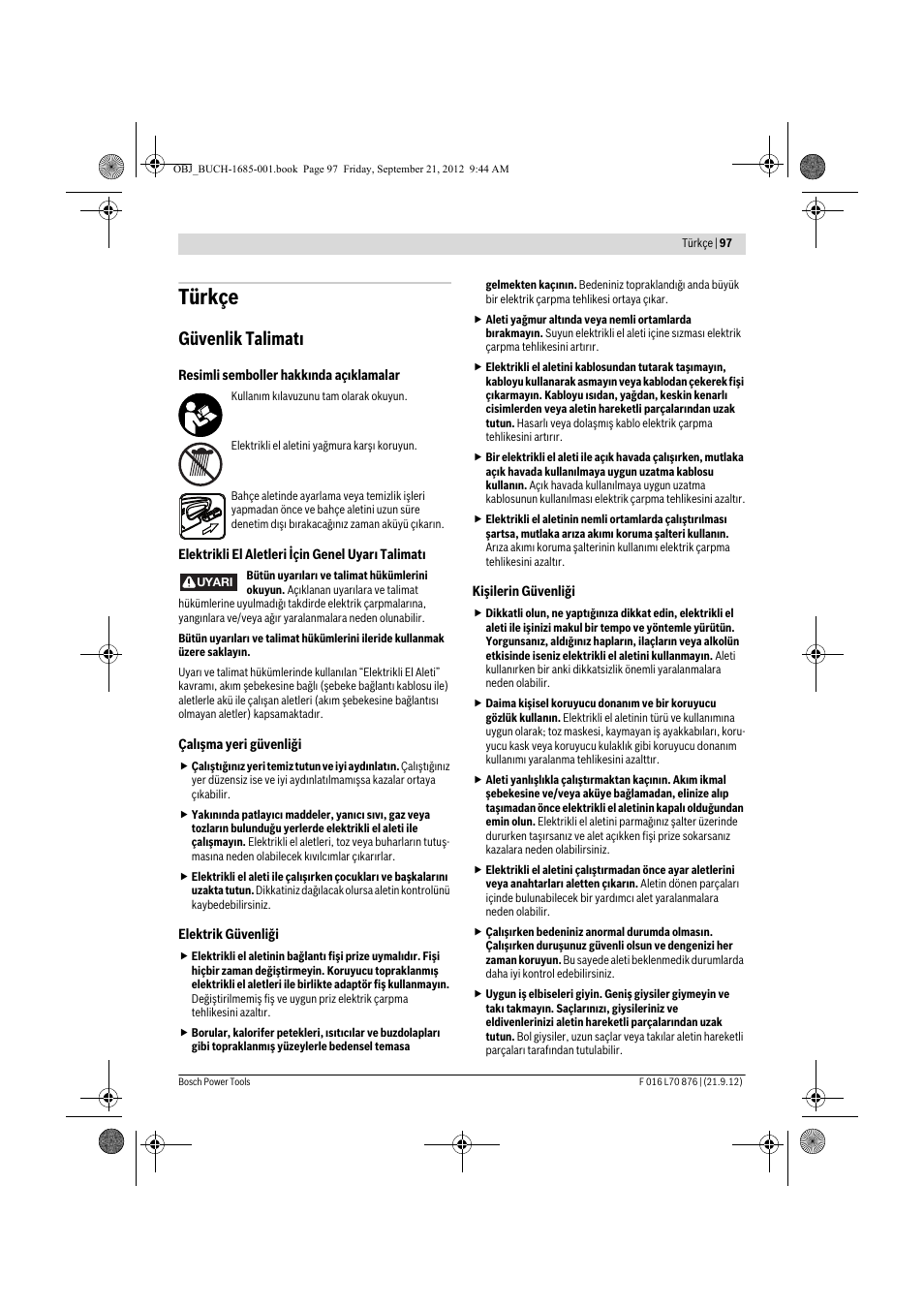 Türkçe, Güvenlik talimatı | Bosch AHS 45-15 LI User Manual | Page 97 / 236