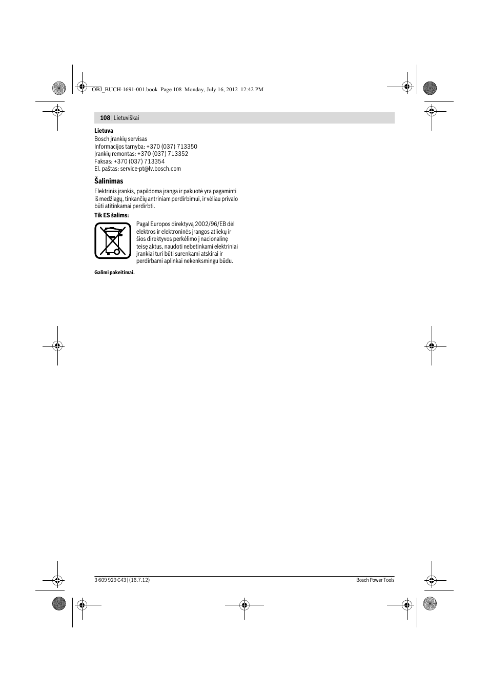Bosch GWB 10 RE Professional User Manual | Page 108 / 116