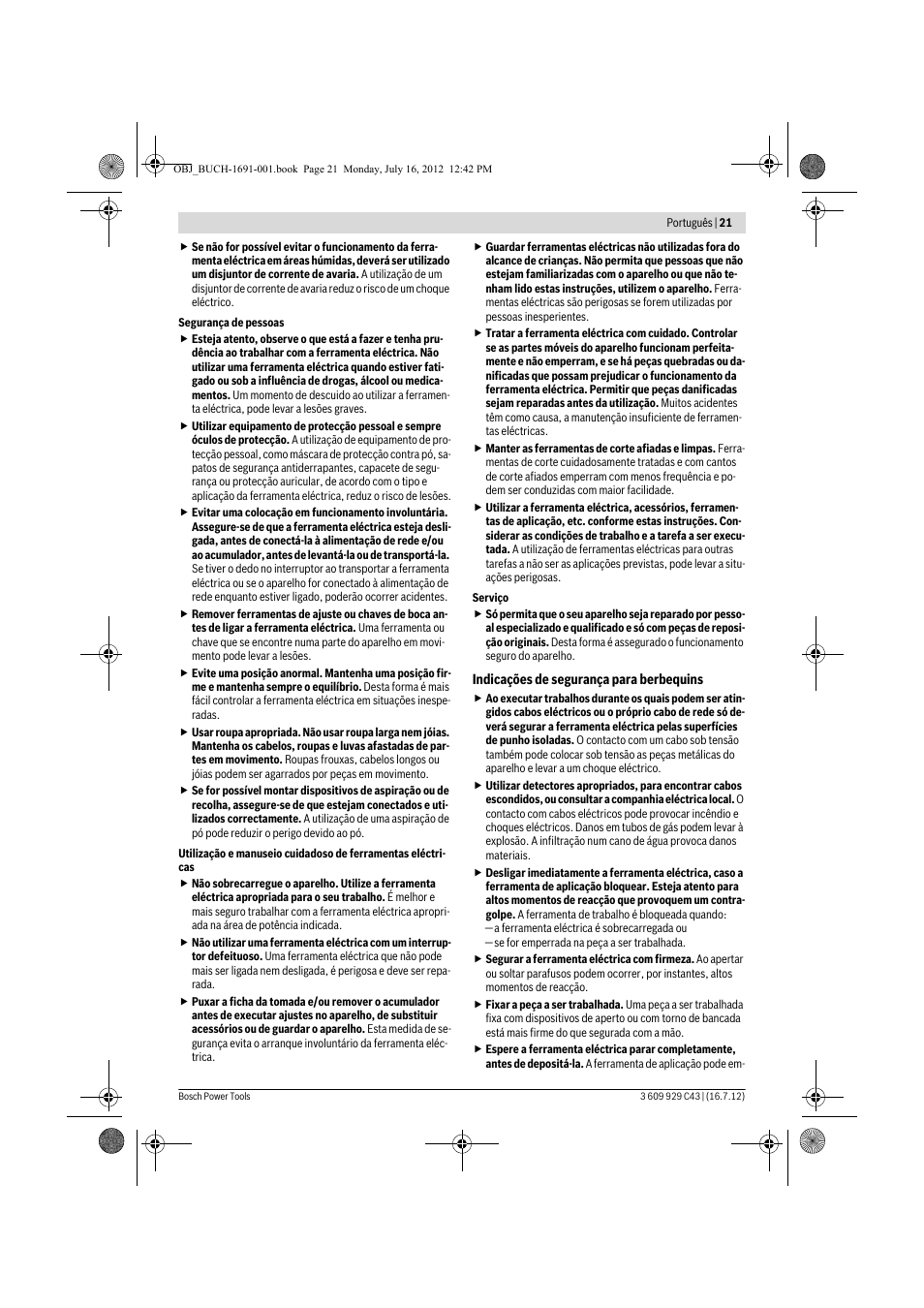 Bosch GWB 10 RE Professional User Manual | Page 21 / 116