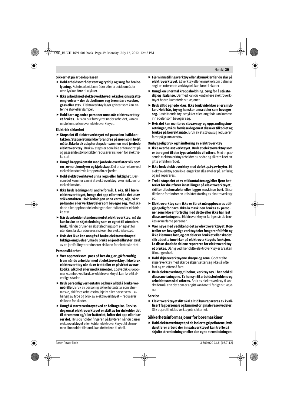 Bosch GWB 10 RE Professional User Manual | Page 39 / 116