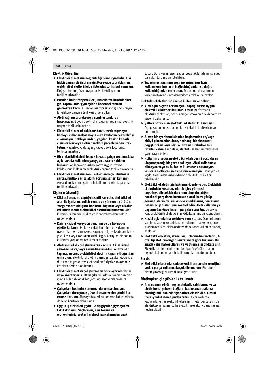 Bosch GWB 10 RE Professional User Manual | Page 50 / 116