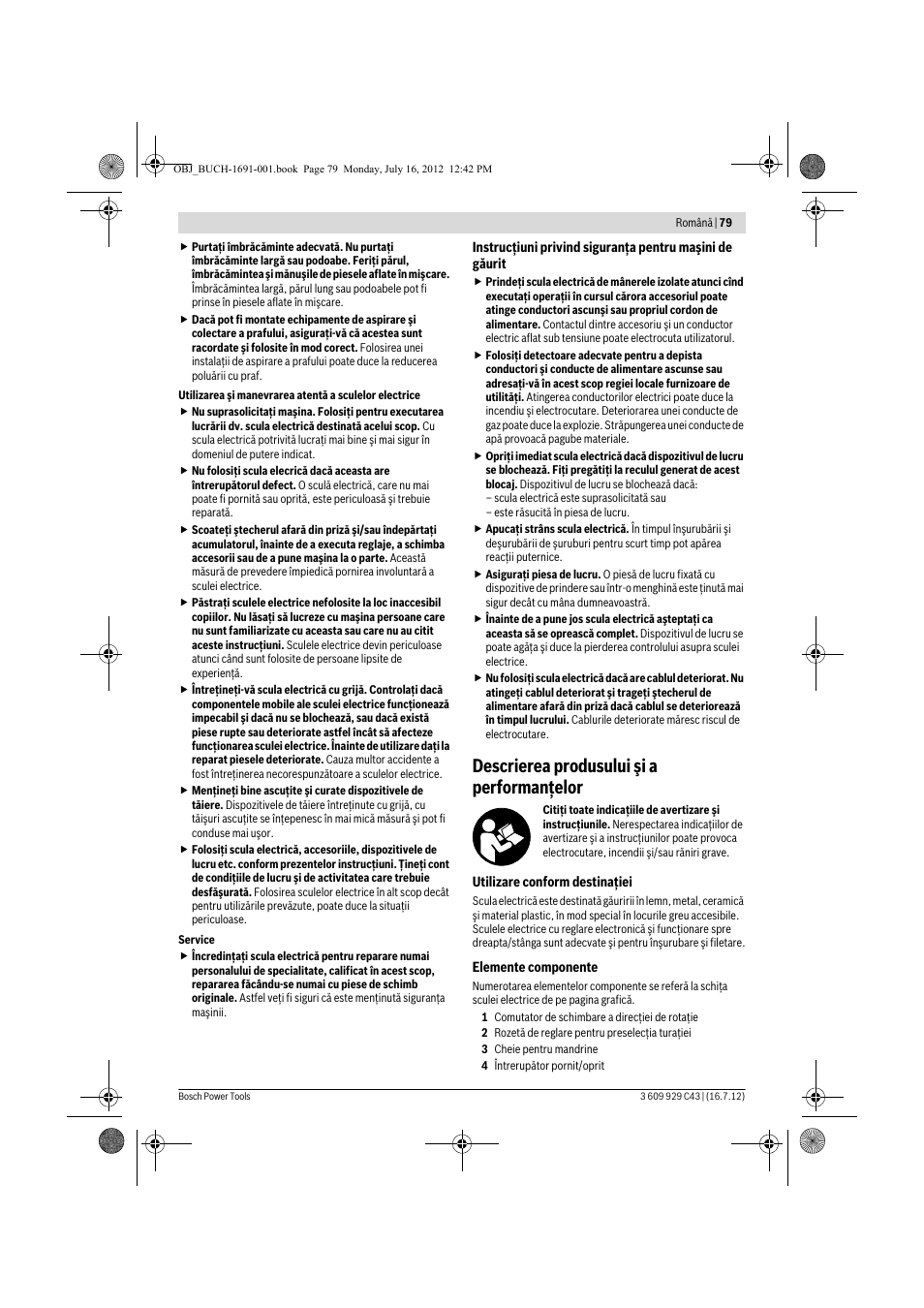 Descrierea produsului şi a performanţelor | Bosch GWB 10 RE Professional User Manual | Page 79 / 116