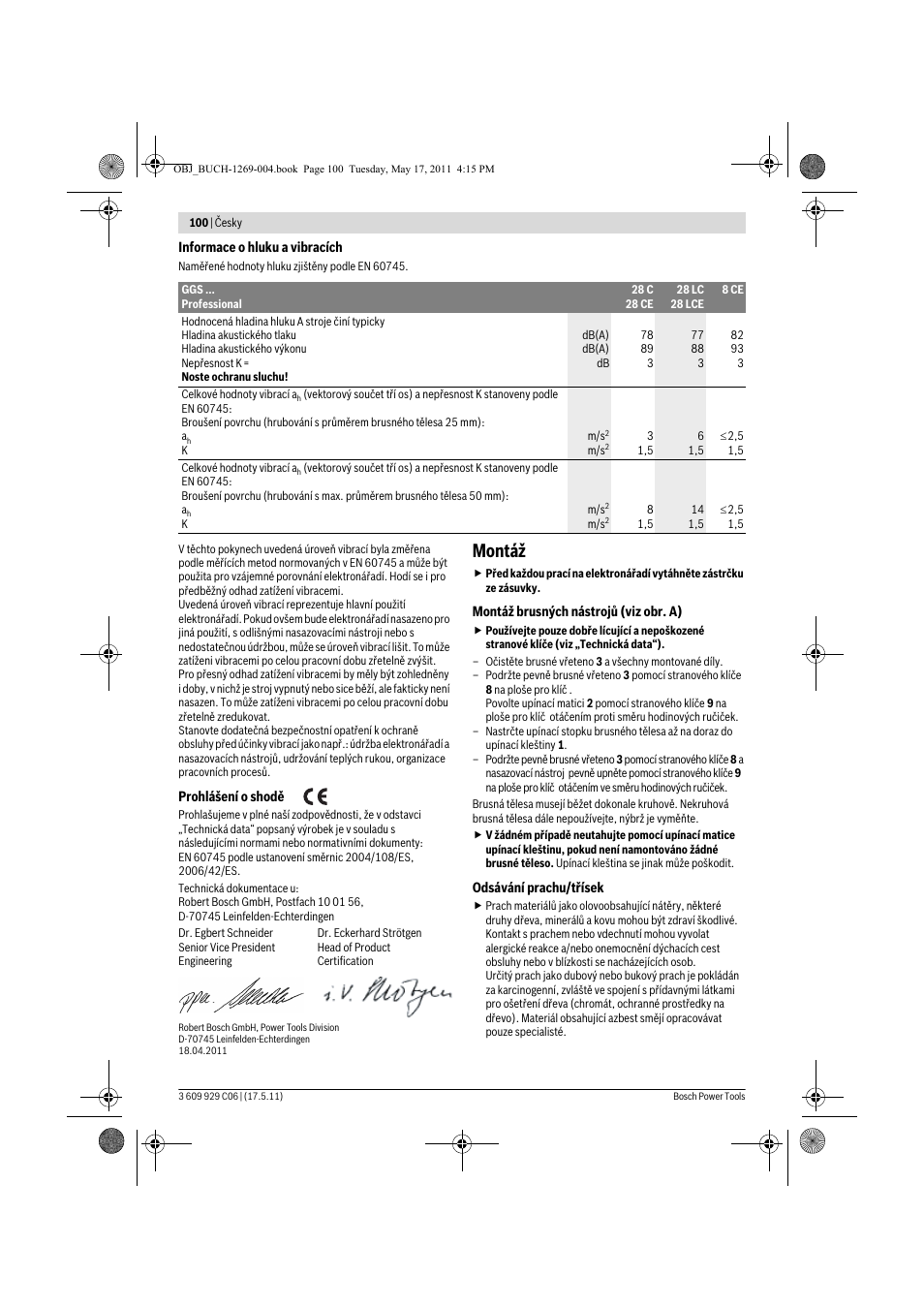 Montáž | Bosch GGS 8 CE Professional User Manual | Page 100 / 196