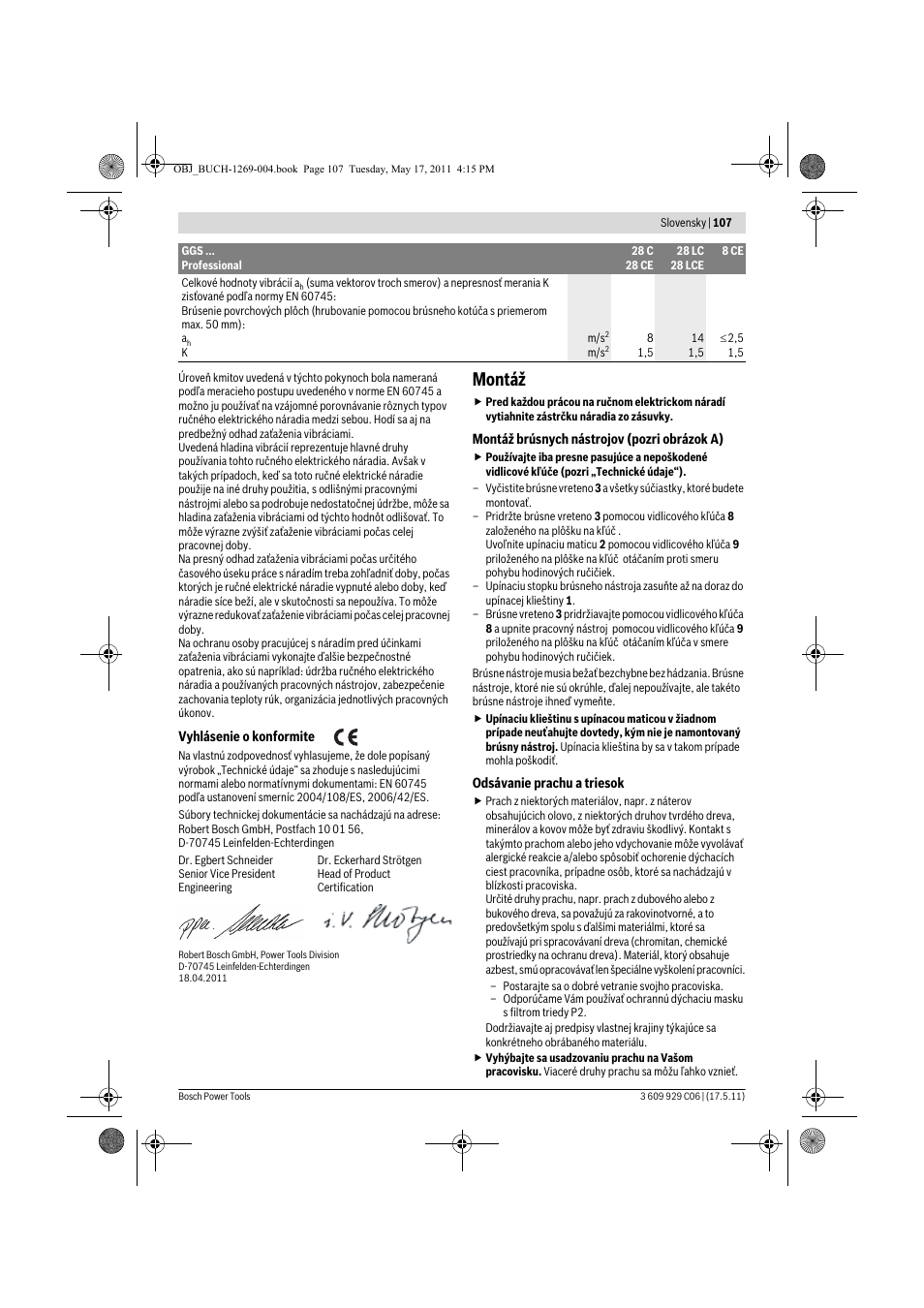 Montáž | Bosch GGS 8 CE Professional User Manual | Page 107 / 196