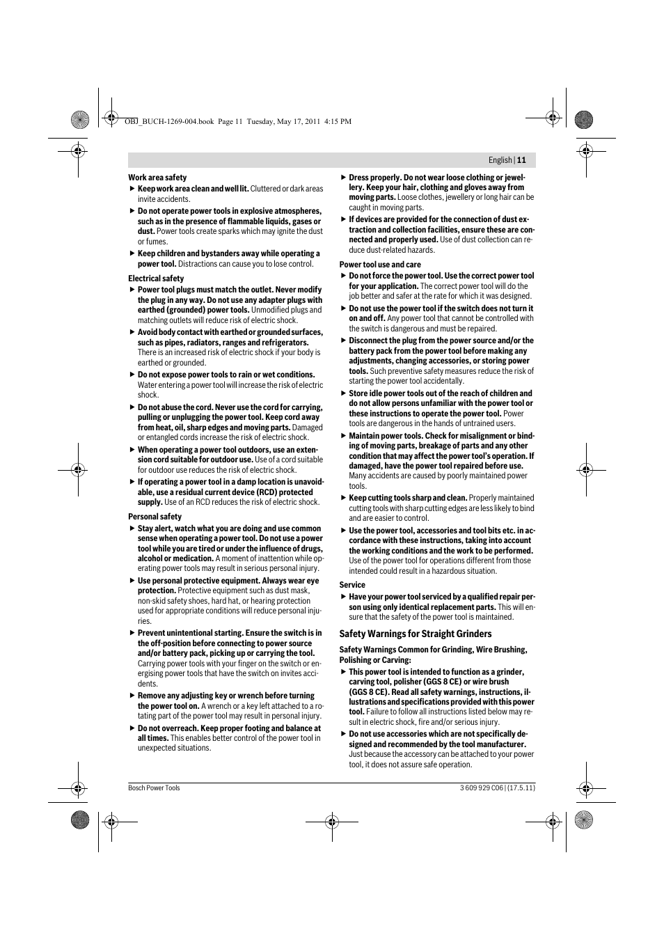 Bosch GGS 8 CE Professional User Manual | Page 11 / 196