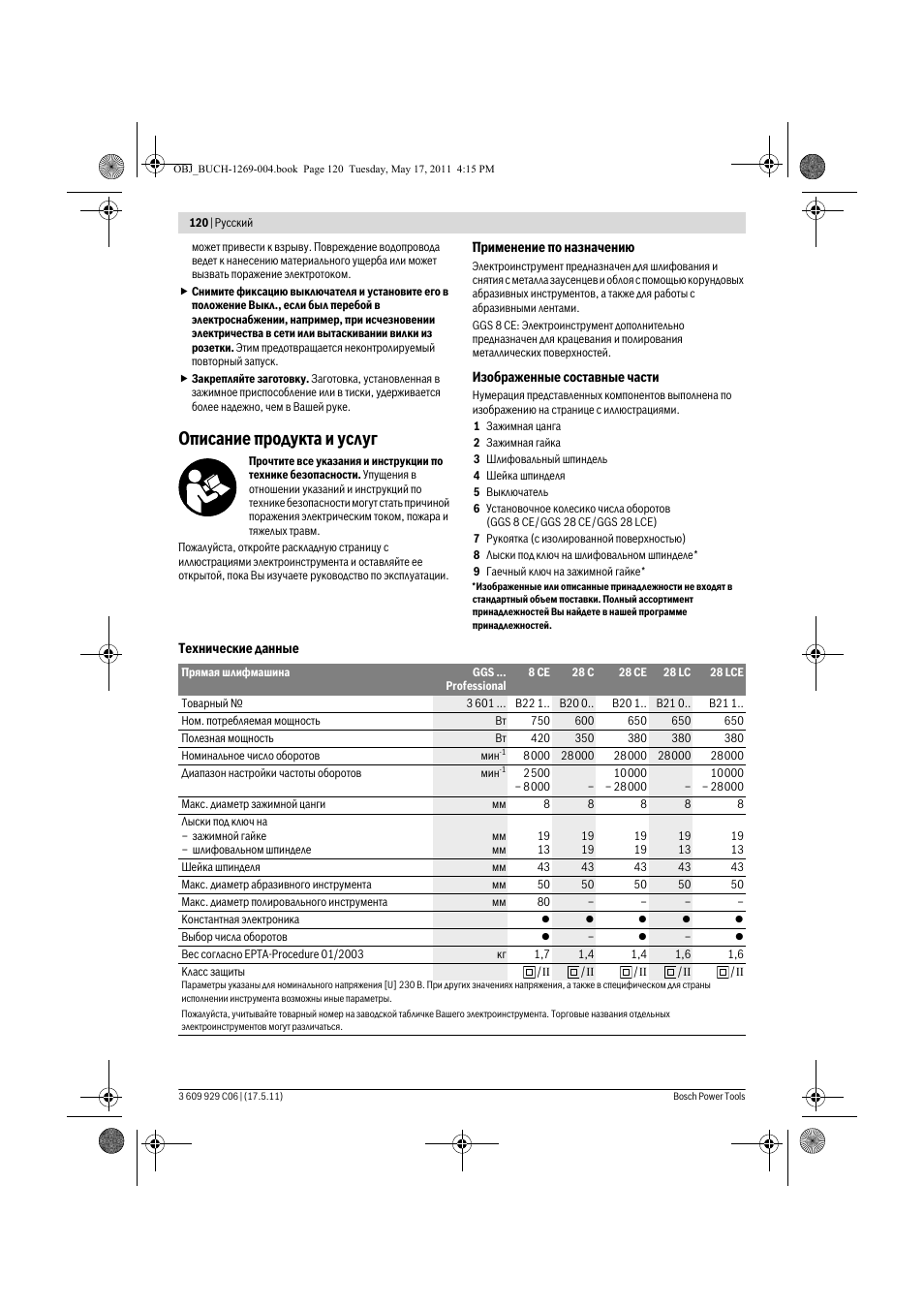 Описание продукта и услуг | Bosch GGS 8 CE Professional User Manual | Page 120 / 196