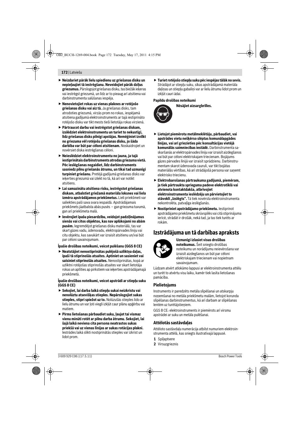 Izstrādājuma un tā darbības apraksts | Bosch GGS 8 CE Professional User Manual | Page 172 / 196