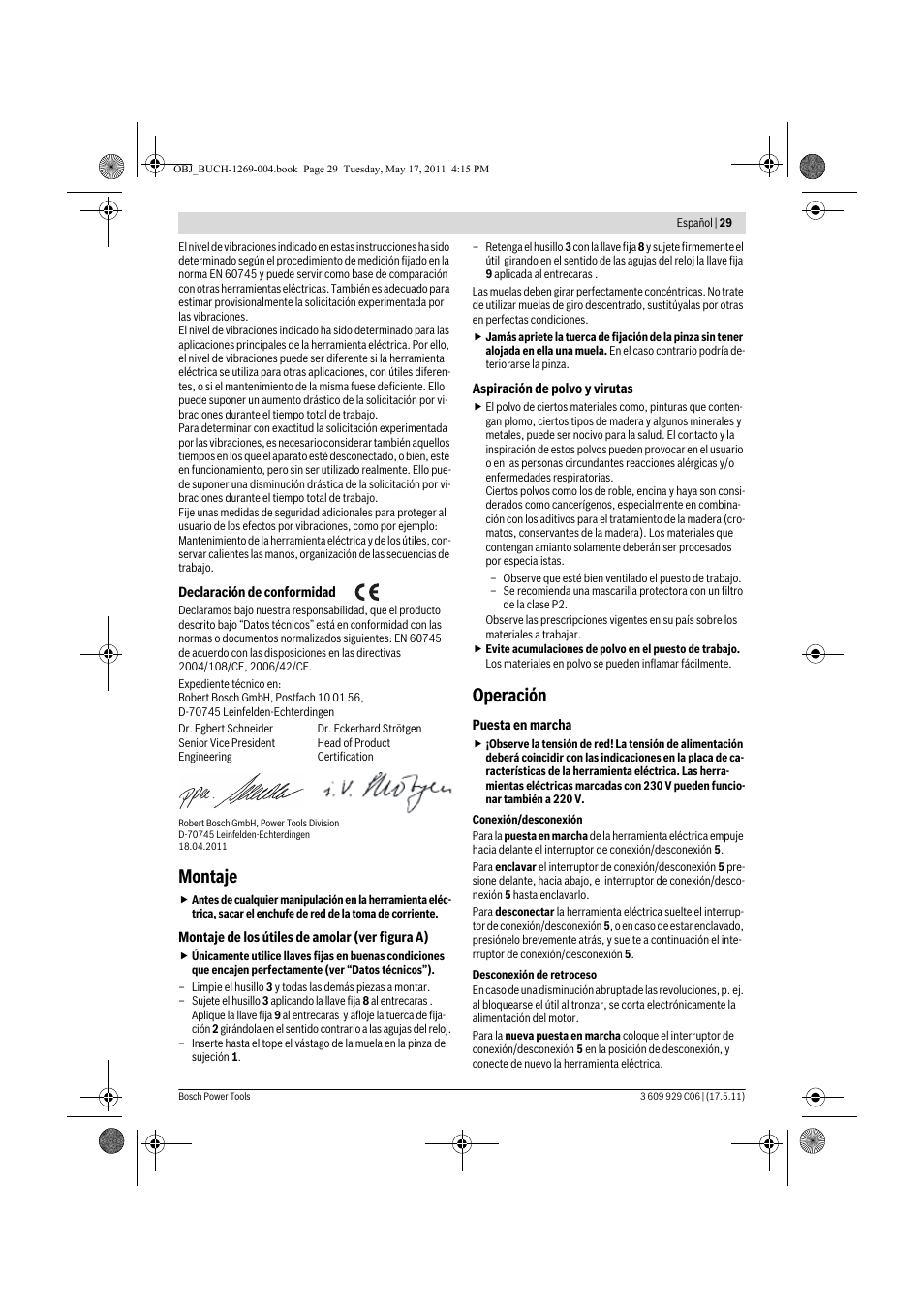 Montaje, Operación | Bosch GGS 8 CE Professional User Manual | Page 29 / 196