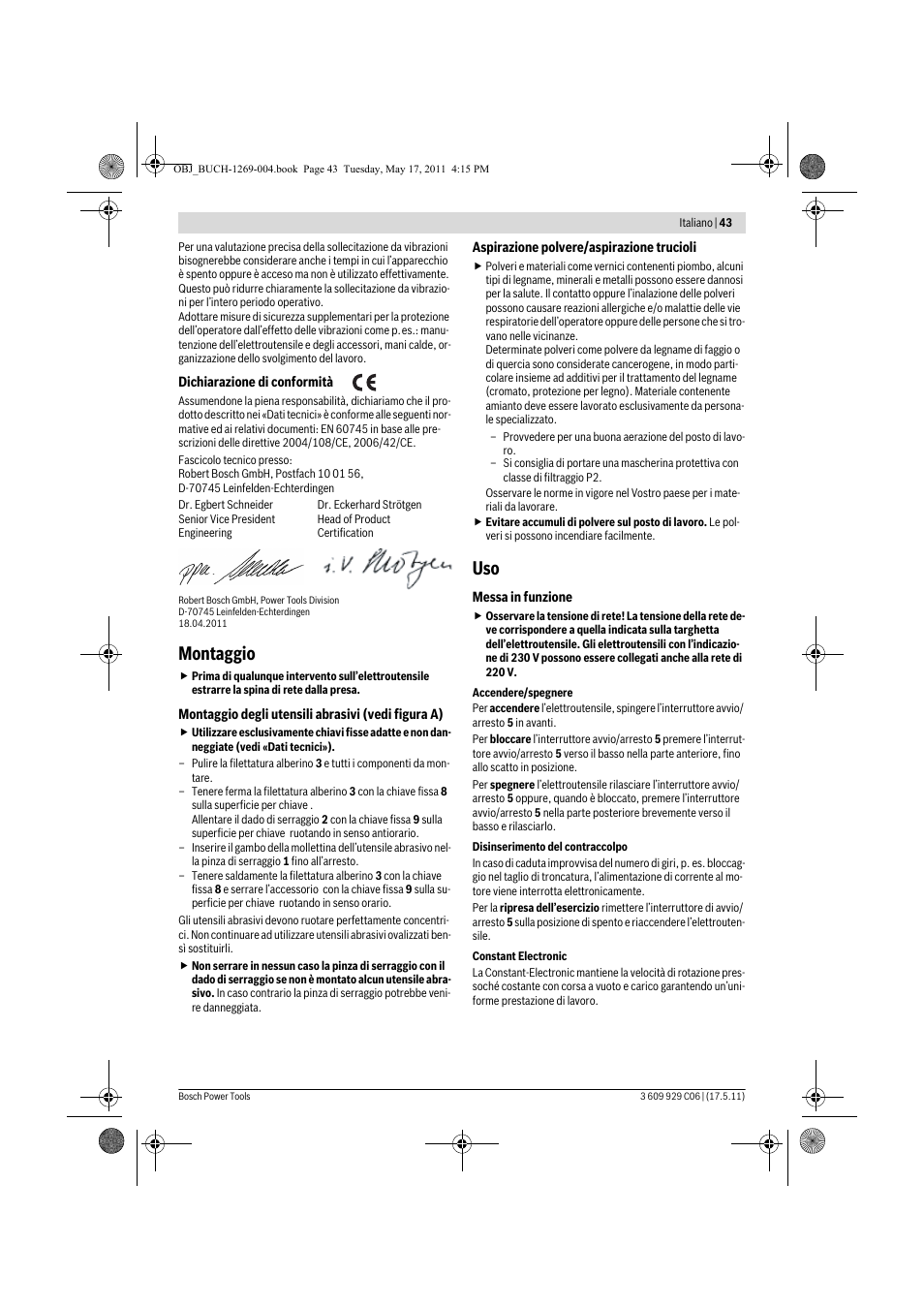 Montaggio | Bosch GGS 8 CE Professional User Manual | Page 43 / 196