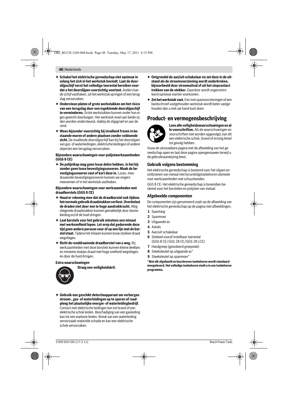 Product- en vermogensbeschrijving | Bosch GGS 8 CE Professional User Manual | Page 48 / 196