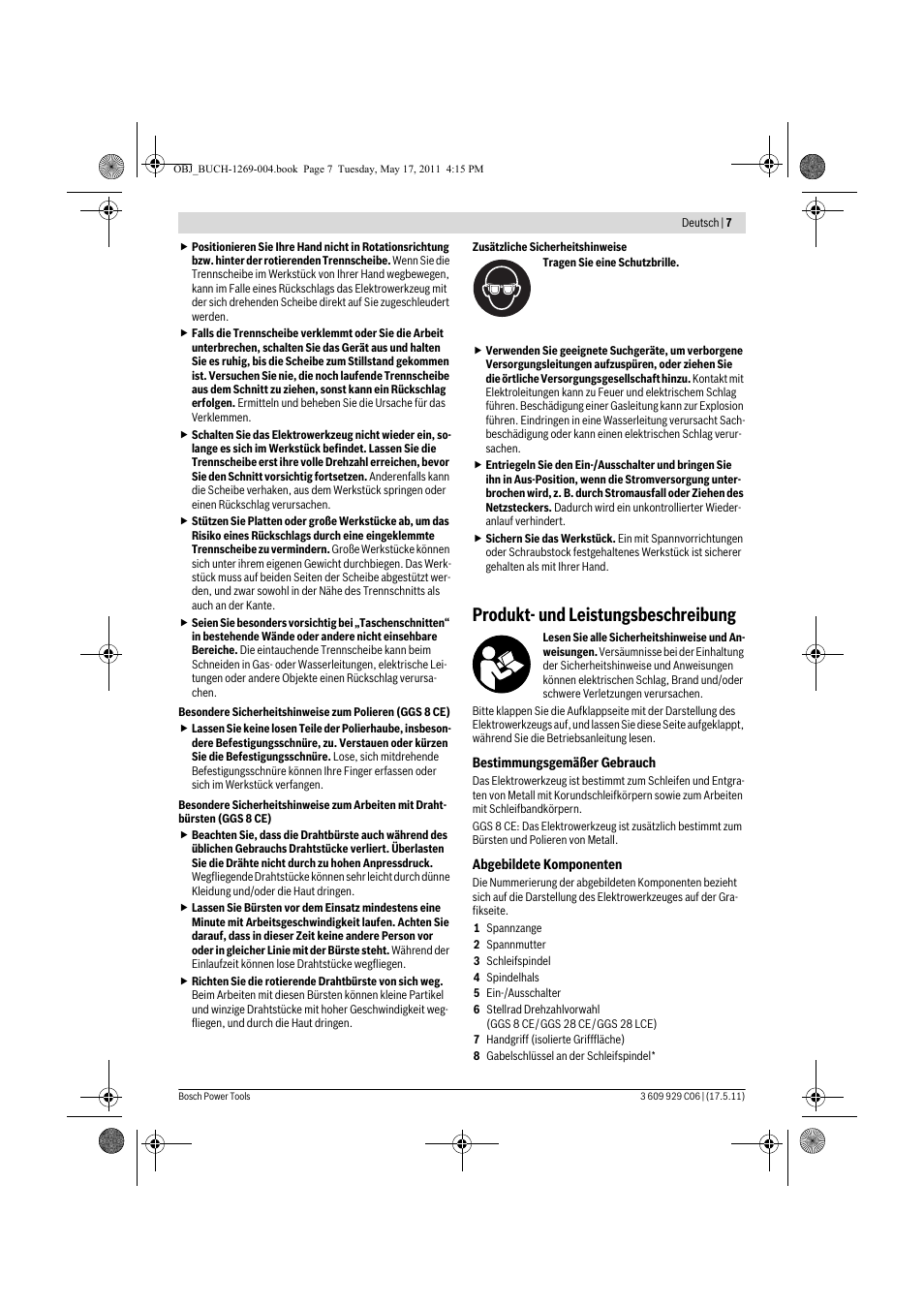 Produkt- und leistungsbeschreibung | Bosch GGS 8 CE Professional User Manual | Page 7 / 196