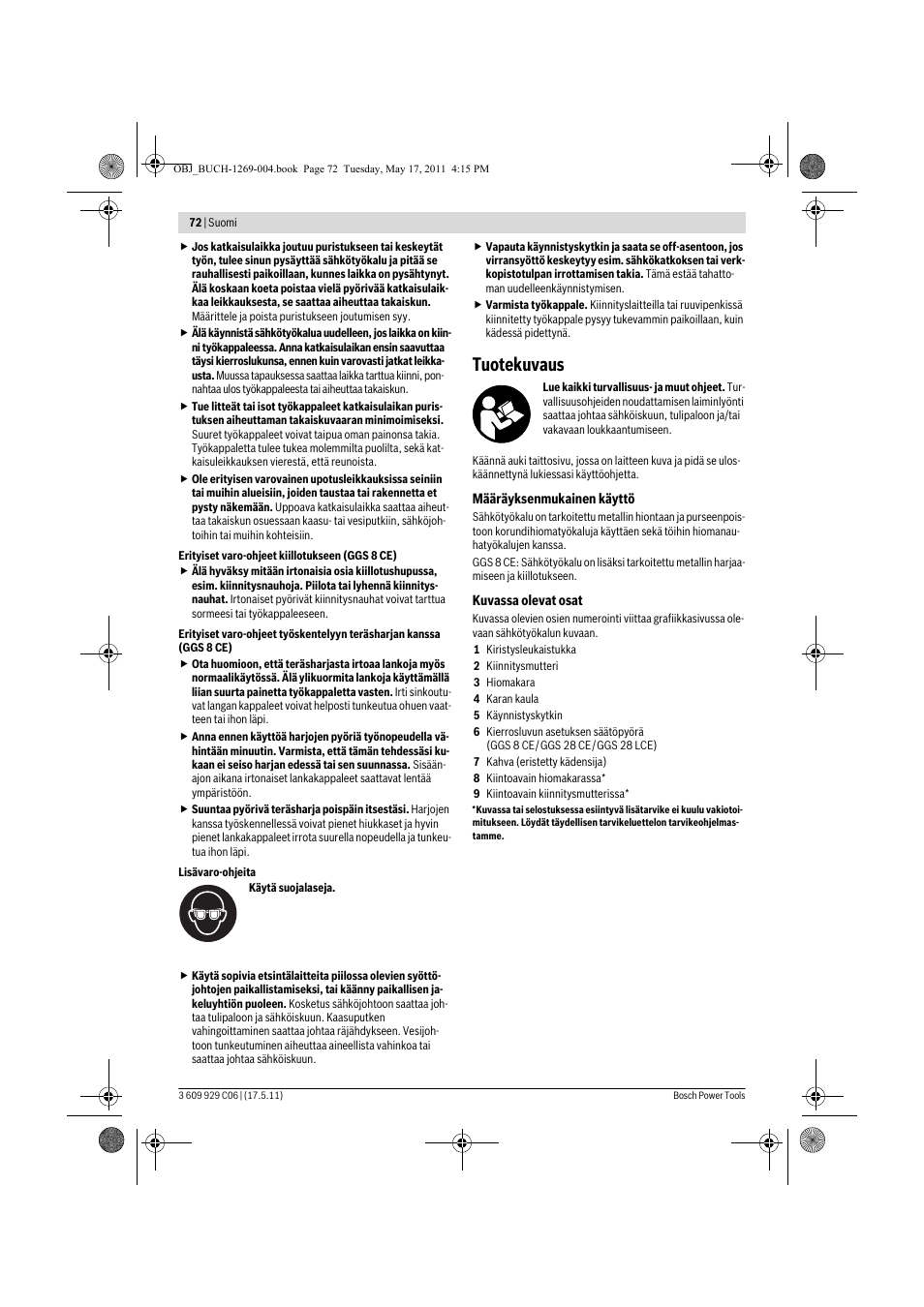 Tuotekuvaus | Bosch GGS 8 CE Professional User Manual | Page 72 / 196