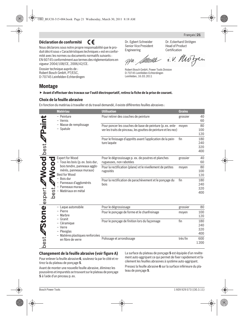 Montage | Bosch GEX 125-1 AE Professional User Manual | Page 21 / 173