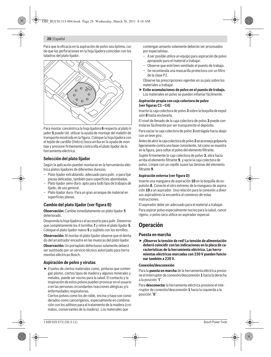 Operación | Bosch GEX 125-1 AE Professional User Manual | Page 28 / 173