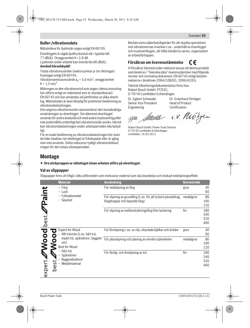 Montage | Bosch GEX 125-1 AE Professional User Manual | Page 55 / 173