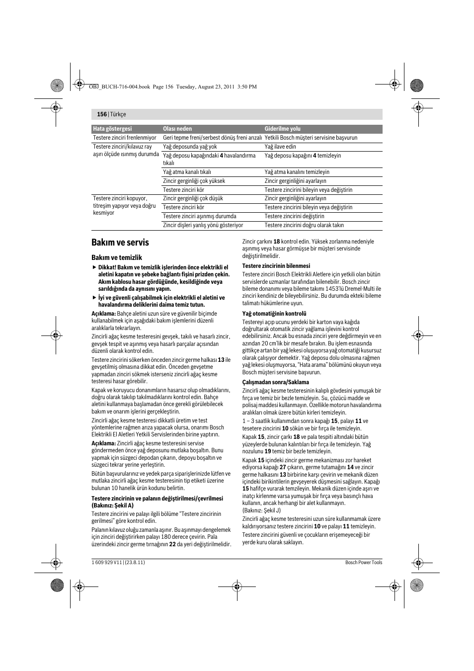 Bak m ve servis | Bosch GKE 35 BCE Professional User Manual | Page 156 / 320