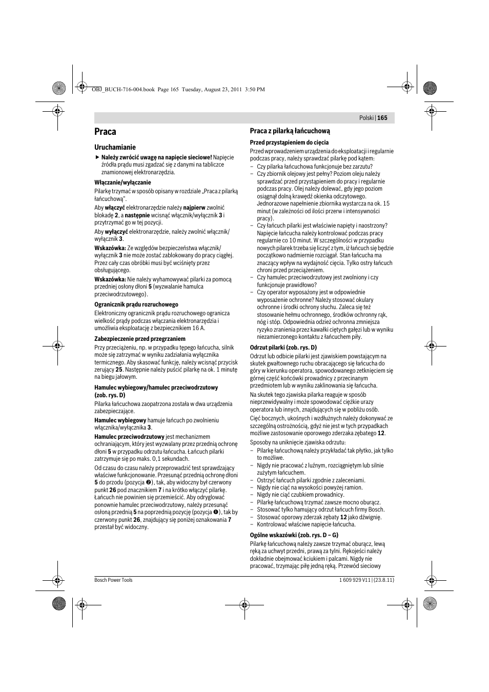 Praca | Bosch GKE 35 BCE Professional User Manual | Page 165 / 320