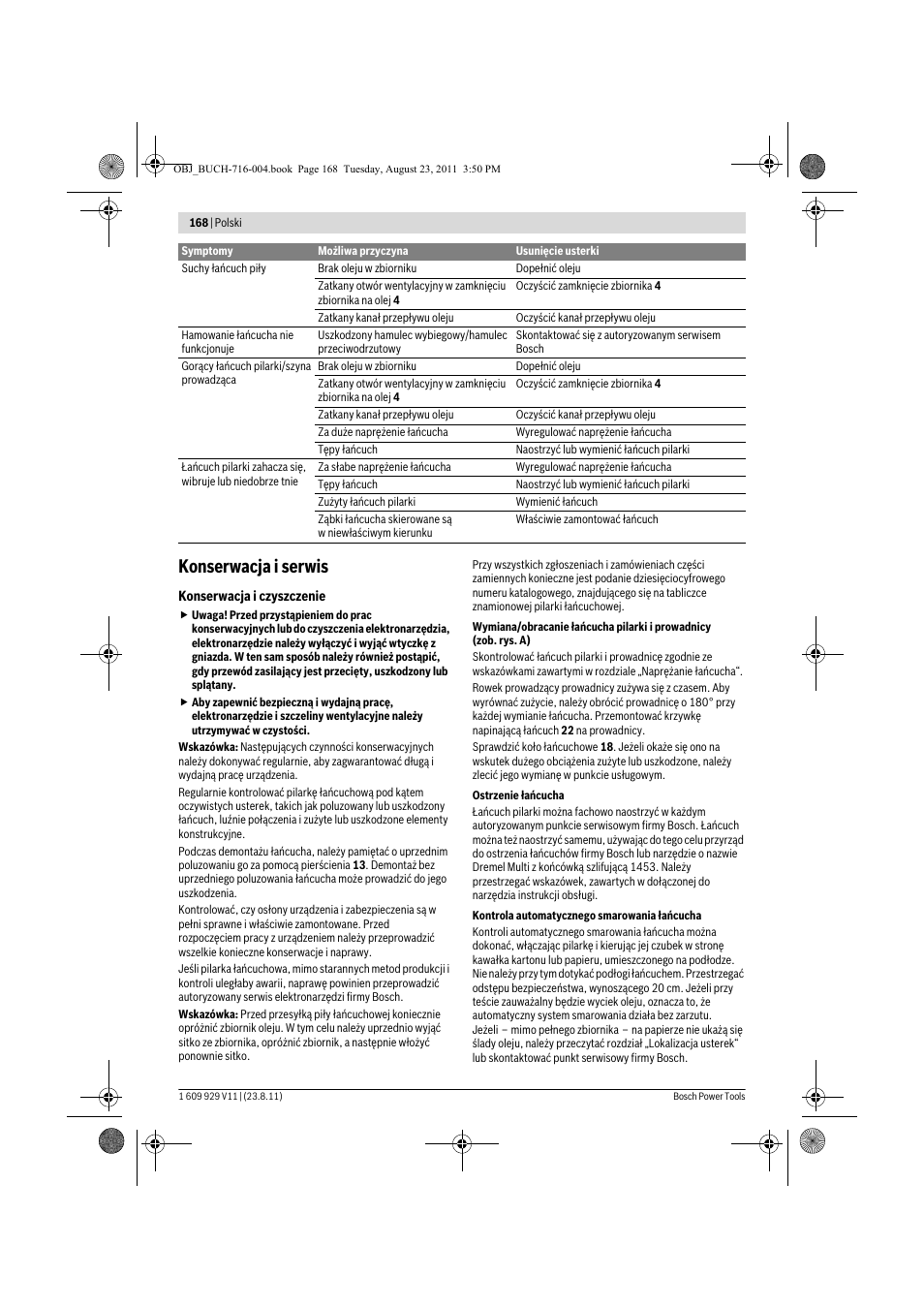 Konserwacja i serwis | Bosch GKE 35 BCE Professional User Manual | Page 168 / 320