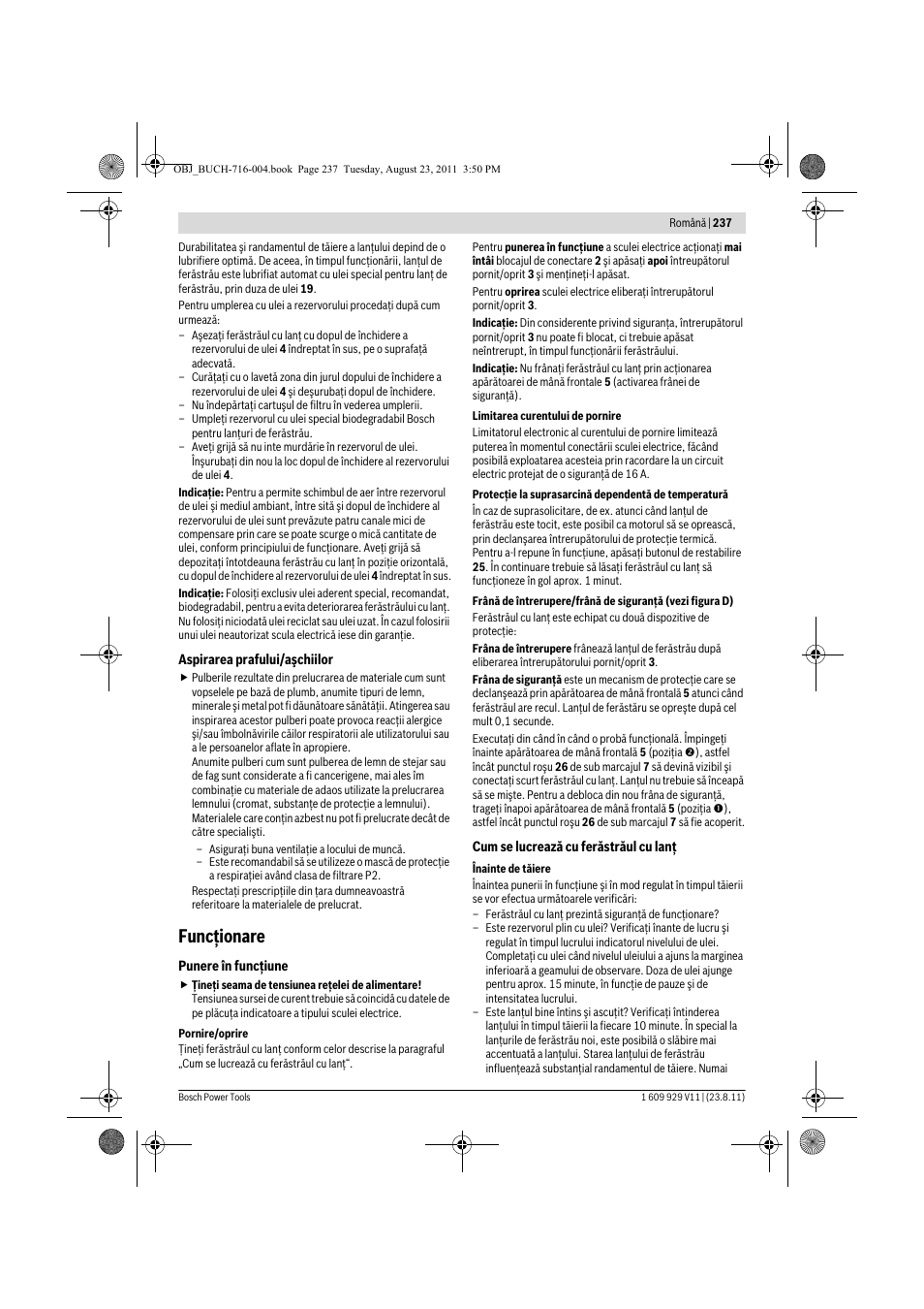 Funcţionare | Bosch GKE 35 BCE Professional User Manual | Page 237 / 320