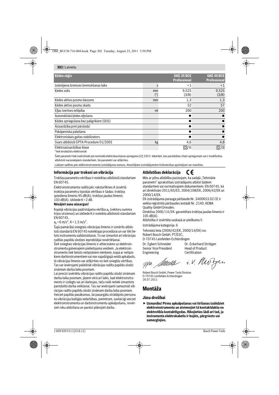 Montāža | Bosch GKE 35 BCE Professional User Manual | Page 302 / 320