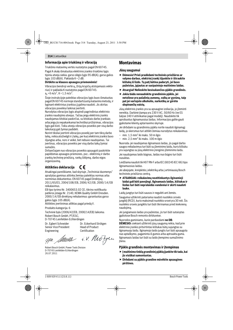 Montavimas | Bosch GKE 35 BCE Professional User Manual | Page 314 / 320