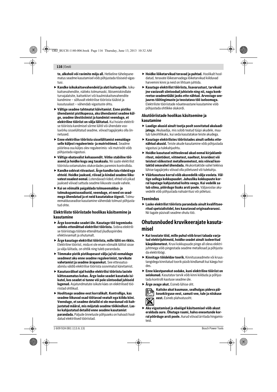 Ohutusnõuded kruvikeerajate kasuta- misel | Bosch GDS 18 V-LI HT Professional User Manual | Page 116 / 142