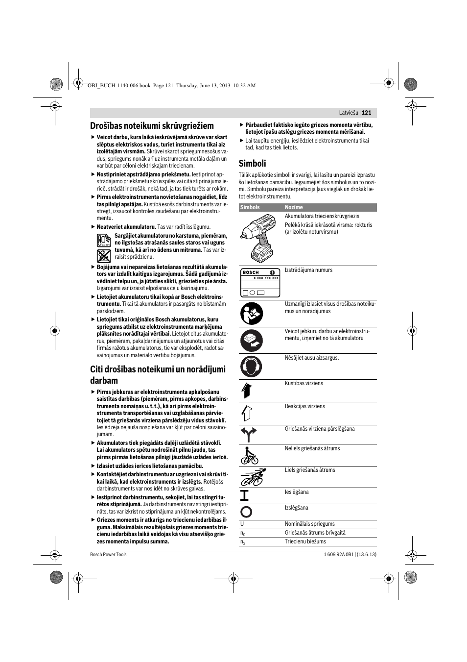 Simboli | Bosch GDS 18 V-LI HT Professional User Manual | Page 121 / 142